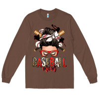 Chestnut baseball mom messy bun Long Sleeve Tee - Zillion Design Studio