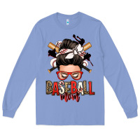Colony Blue baseball mom messy bun Long Sleeve Tee - Zillion Design Studio