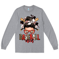 Heather Grey baseball mom messy bun Long Sleeve Tee - Zillion Design Studio