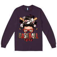 Plum baseball mom messy bun Long Sleeve Tee - Zillion Design Studio