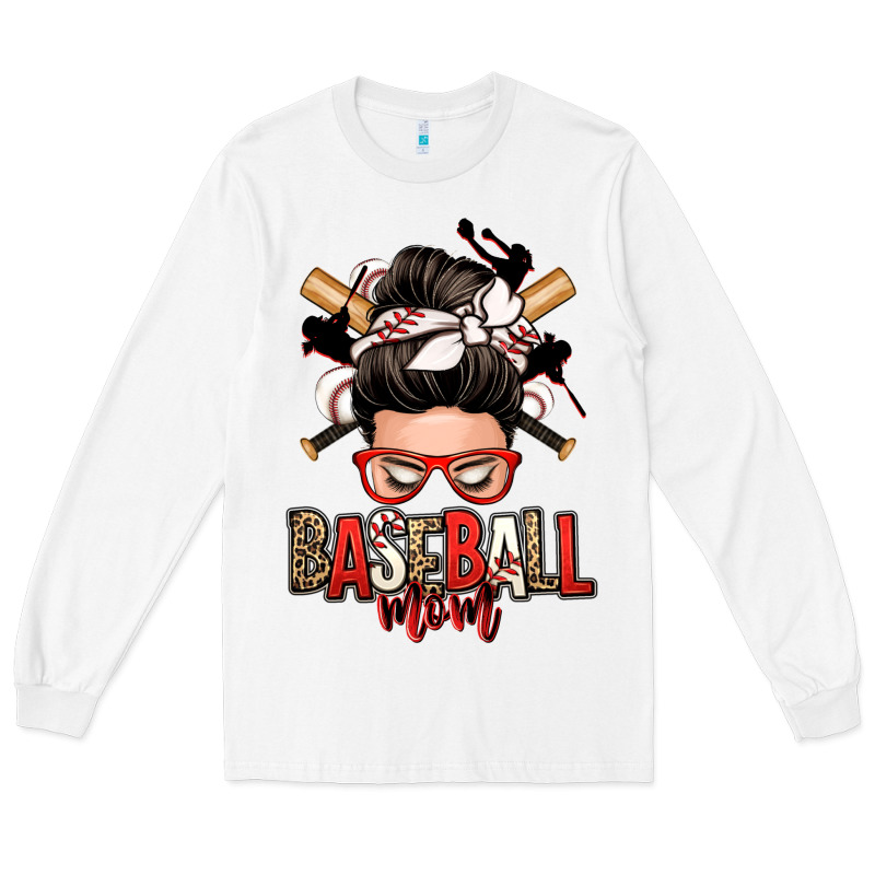 Baseball Mom Messy Bun Long Sleeve Tee by Zillion Design Studio | Teevron