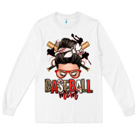 White baseball mom messy bun Long Sleeve Tee - Zillion Design Studio