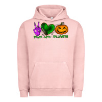 Pigment Salmon peace love halloween Urban Hoodie - BundleAndBundleShop