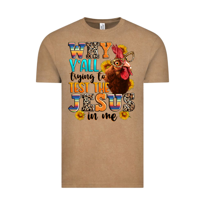 Why Yall Trying To Test The Jesus In Me Vintage Tee by texasbilliewilder | Teevron