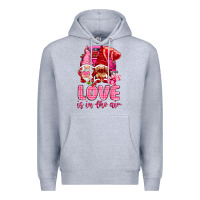 Heather Grey love is in the air with gnomies Premium Hoodie - NancyCooperArtShop