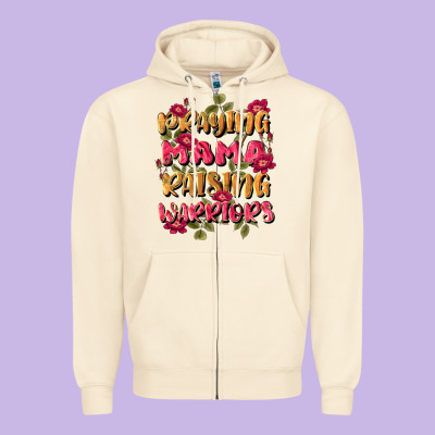 Praying Mama Raising Warriors Zipper Hoodie Designed By Jahusdesignshop