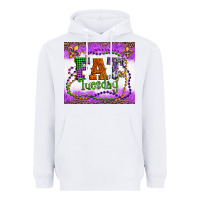 White fat tuesday fleur de lis and mardi gras beads Heavyweight Hoodie - Artiststas