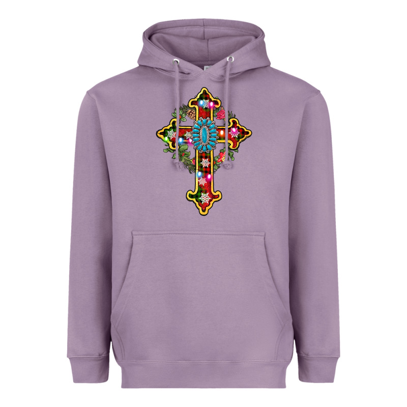 Christmas Cross Heavyweight Hoodie by AdoDesignShop | Teevron