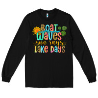Black boat waves sun rays lake days Long Sleeve Tee - Zillion Design Studio