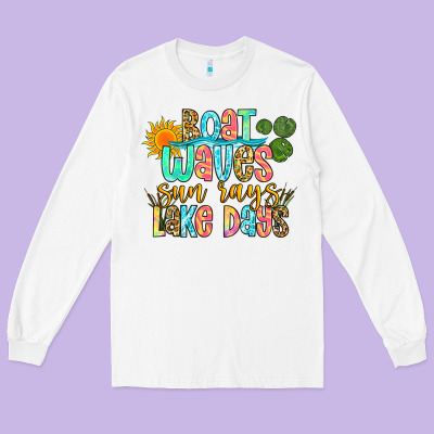 Boat Waves Sun Rays Lake Days Long Sleeve Tee Designed By Zillion Design Studio