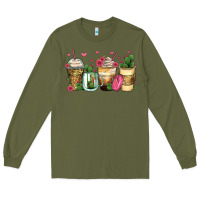 Army Green cactus coffee cups Long Sleeve Tee - Zillion Design Studio