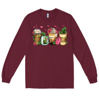 Burgundy cactus coffee cups Long Sleeve Tee - Zillion Design Studio