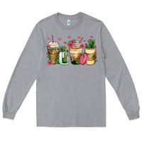 Heather Grey cactus coffee cups Long Sleeve Tee - Zillion Design Studio
