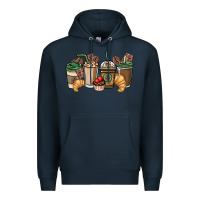 Navy coffee coffee cups Premium Hoodie - NancyCooperArtShop