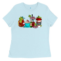 Baby Blue wine coffee cups Ladies Tee - AdoDesignShop