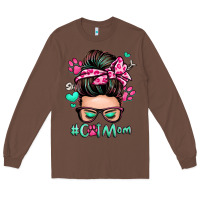 Chestnut cat mom messy bun Long Sleeve Tee - Zillion Design Studio