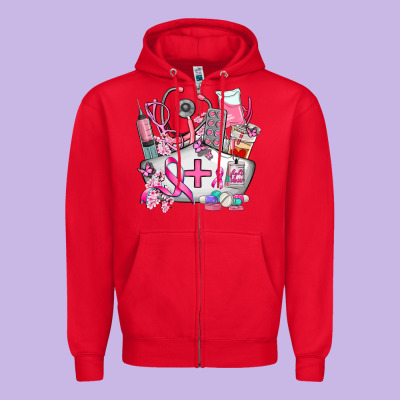 Nurse  And Cancer Zipper Hoodie Designed By Adodesignshop