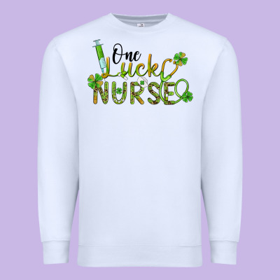 One Lucky Nurse Premium Sweatshirt Designed By Barkaloodesign