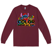 Burgundy color outside the lines autism stitch Long Sleeve Tee - Zillion Design Studio