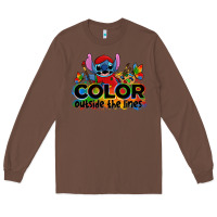 Chestnut color outside the lines autism stitch Long Sleeve Tee - Zillion Design Studio