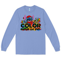 Colony Blue color outside the lines autism stitch Long Sleeve Tee - Zillion Design Studio