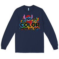 Navy color outside the lines autism stitch Long Sleeve Tee - Zillion Design Studio