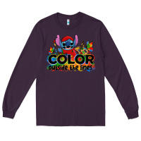 Plum color outside the lines autism stitch Long Sleeve Tee - Zillion Design Studio