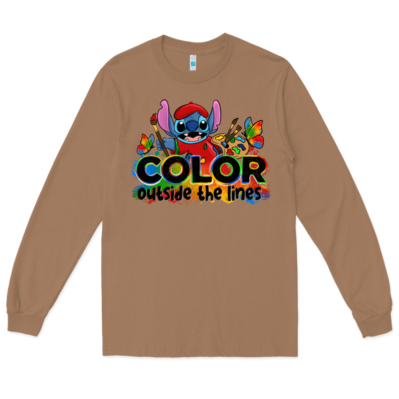 Color Outside The Lines Autism Stitch Long Sleeve Tee by Zillion Design Studio | Teevron