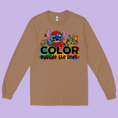 Color Outside The Lines Autism Stitch Long Sleeve Tee Designed By Zillion Design Studio