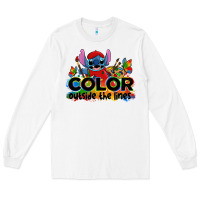 White color outside the lines autism stitch Long Sleeve Tee - Zillion Design Studio
