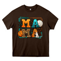 Chocolate Brown Basketball and Volleyball mama Mother's Day Heavy Core Tee - LillyAllenDesigns
