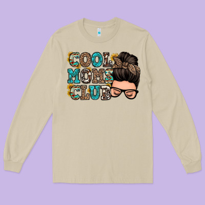 Cool Moms Club Messy Bun Long Sleeve Tee Designed By Zillion Design Studio
