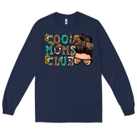 Navy cool moms club messy bun Long Sleeve Tee - Zillion Design Studio