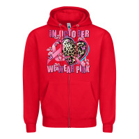 Red western leopard  in october we wear pink heart Zipper Hoodie - AdoDesignShop