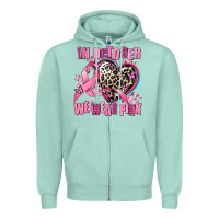 Seafoam western leopard  in october we wear pink heart Zipper Hoodie - AdoDesignShop