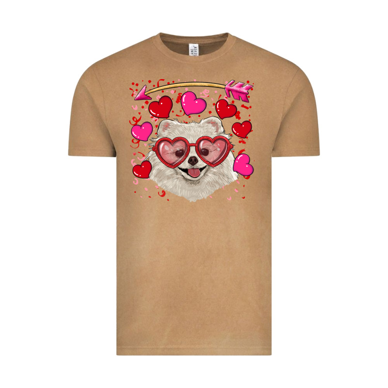 Valentine's Day White Pomeranian Vintage Tee by RanaPortraitStore | Teevron