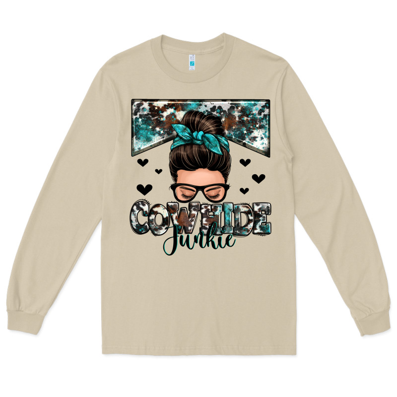 Cowhide Junkie Messy Bun Long Sleeve Tee by Zillion Design Studio | Teevron