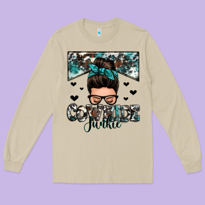 Cowhide Junkie Messy Bun Long Sleeve Tee Designed By Zillion Design Studio