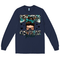 Navy cowhide junkie messy bun Long Sleeve Tee - Zillion Design Studio