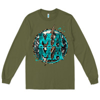 Army Green cowhide mama lighting bolt Long Sleeve Tee - Zillion Design Studio