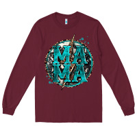 Burgundy cowhide mama lighting bolt Long Sleeve Tee - Zillion Design Studio