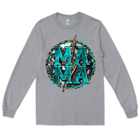 Heather Grey cowhide mama lighting bolt Long Sleeve Tee - Zillion Design Studio