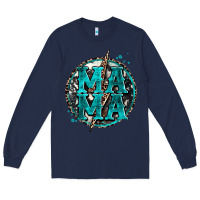 Navy cowhide mama lighting bolt Long Sleeve Tee - Zillion Design Studio