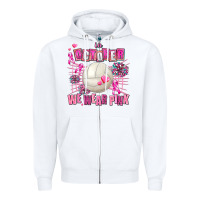 White in october we wear pink volleyball Zipper Hoodie - AdoDesignShop
