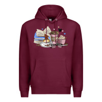 Burgundy coffee and books Premium Hoodie - MaliasSmallBusiness