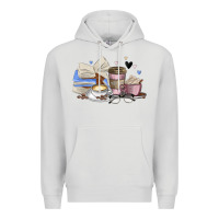 Dove Grey coffee and books Premium Hoodie - MaliasSmallBusiness