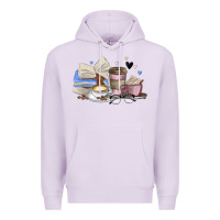 Lilac coffee and books Premium Hoodie - MaliasSmallBusiness
