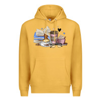 Mustard coffee and books Premium Hoodie - MaliasSmallBusiness