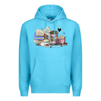 Ocean Blue coffee and books Premium Hoodie - MaliasSmallBusiness