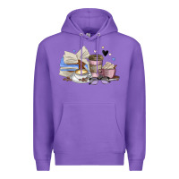 Purple coffee and books Premium Hoodie - MaliasSmallBusiness